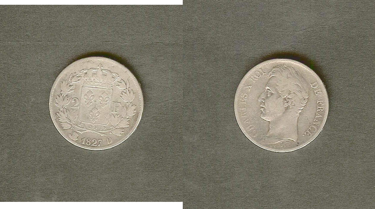 2 francs Charles X 1827D aVF/VF+